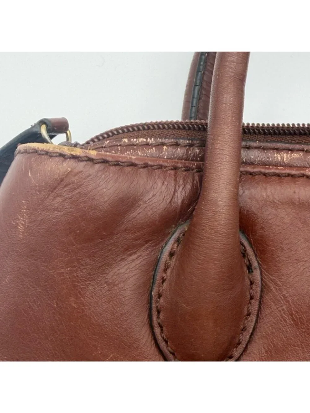 Etienne Aigner Brown Genuine Leather Satchel Shoulder Bag Crossbody Purse